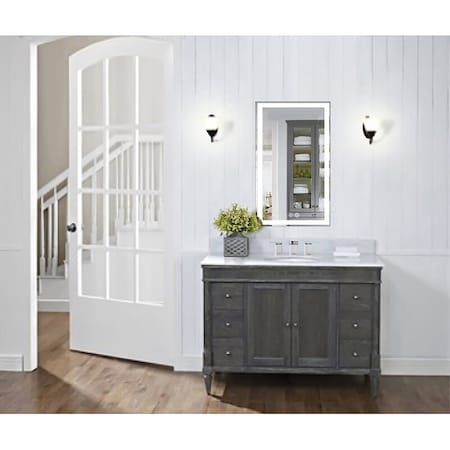 Ketcham 30" "H x 20" "W, Polished Edge Mirror with Frosted Glass Inset, LED Mirror RAD-2030P